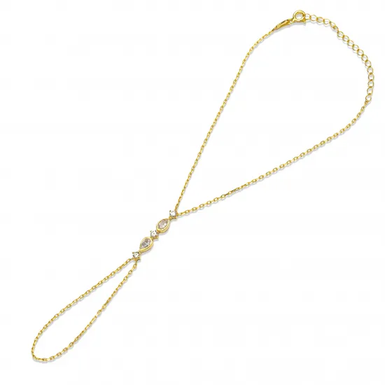 White CZ Teardrop Cut  925 Slave Bracelet