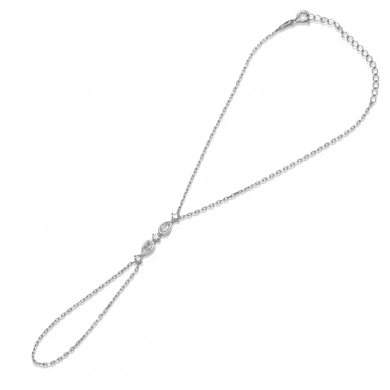 White CZ Teardrop Cut  925 Slave Bracelet