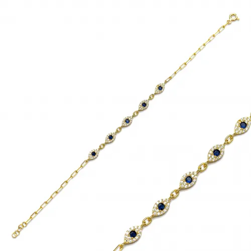 Marquise Design Sapphire CZ Charm Bracelet