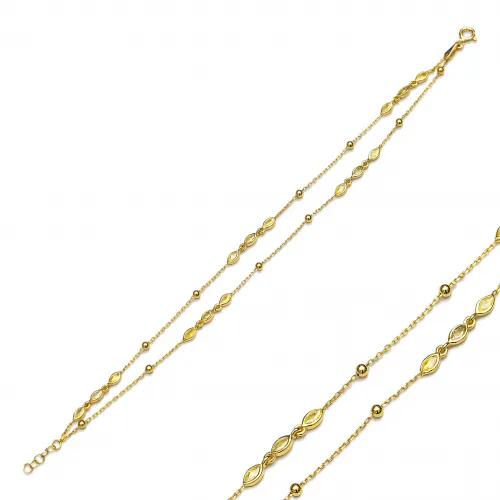 Citrine Almond 925 Silver Charm Bracelet
