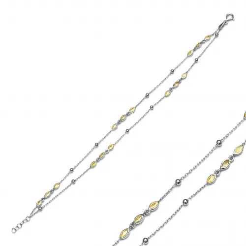Citrine Almond 925 Silver Charm Bracelet Citrine Almond 925 Silver Charm Bracelet
