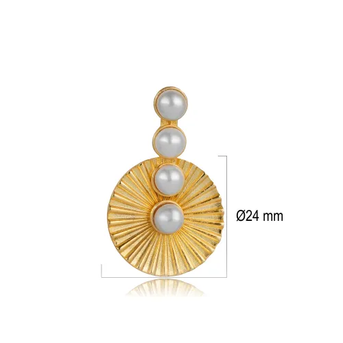 Golden Sunburst Pearl Vintage Pendant Charm