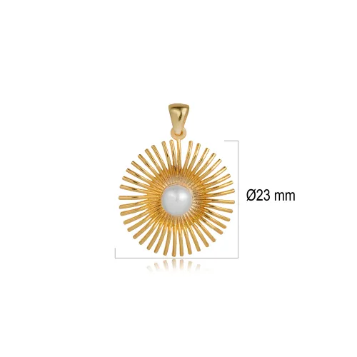 Sun Design Pearl Round Vintage Pendant Charm