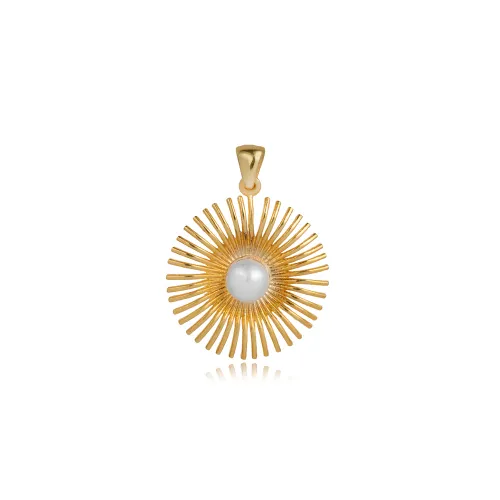 Sun Design Pearl Round Vintage Pendant Charm