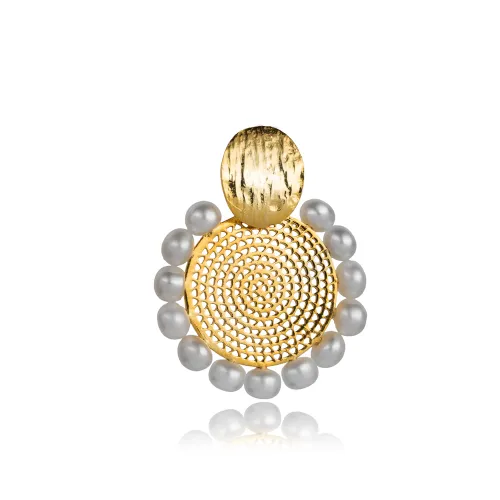 Pearl Circle Round Vintage Pendant Charm