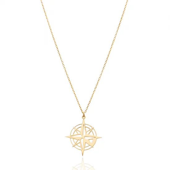 925 Silver Compass Rose Necklace | 925 Sterling Silver Wholesale | Sade Silver 925 Silver Compass Rose Necklace - Sade 925 Silver Jewelry