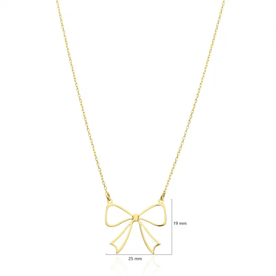 Turkish Handmade Silver Bow Necklace - Sade 925 Silver Jewelry