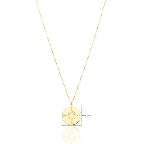 925 Silver Compass Disc Necklace 925 Silver Compass Disc Necklace