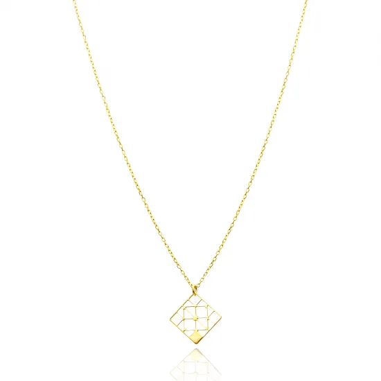 925 Silver Turkish Geometric Necklace - Sade 925 Silver Jewelry
