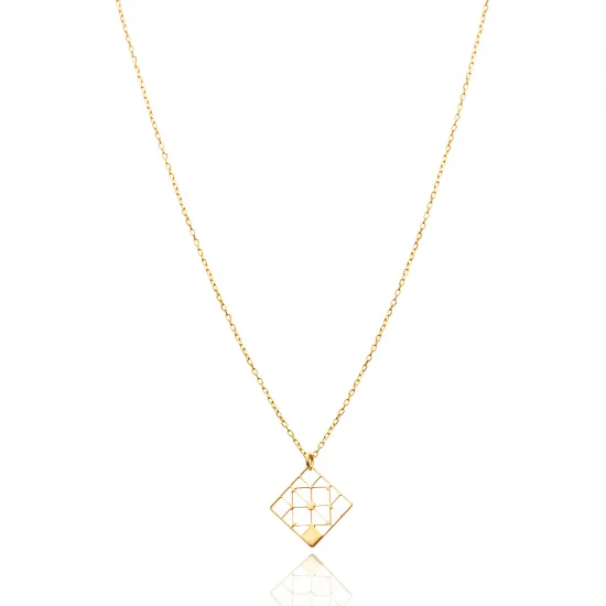 925 Silver Turkish Geometric Necklace - Sade 925 Silver Jewelry