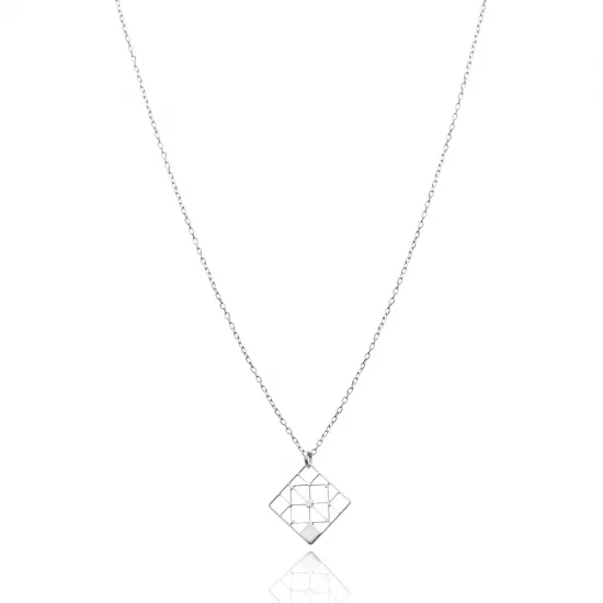 925 Silver Turkish Geometric Necklace - Sade 925 Silver Jewelry