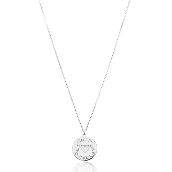 925 Silver Heart Engraved Necklace | 925 Sterling Silver Wholesale | Sade Silver 925 Silver Heart Engraved Necklace - Sade 925 Silver Jewelry