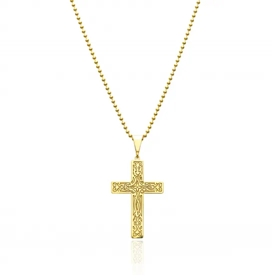 Gold Filigree Cross 925 Silver Necklace - Sade 925 Silver Jewelry