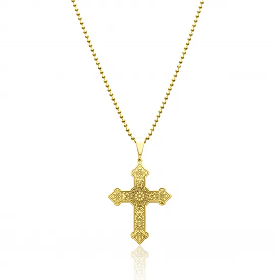 Gold Celtic Cross 925 Sterling Silver Necklace - Sade 925 Silver Jewelry