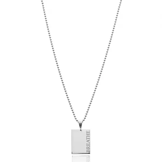 925 Silver Engraved Tag Necklace | 925 Sterling Silver Wholesale | Sade Silver 925 Silver Engraved Tag Necklace - Sade 925 Silver Jewelry