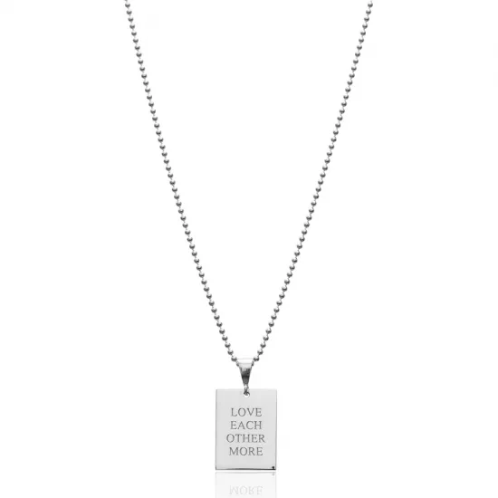 Wholesale Rectangle Tag Silver Necklace | 925 Sterling Silver Wholesale | Sade Silver Wholesale Rectangle Tag Silver Necklace - Sade 925 Silver Jewelry