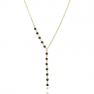 Black Stone 925 Silver Y Necklace