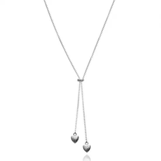 Heart Lariat Turkish 925 Silver Necklace | 925 Sterling Silver Wholesale | Sade Silver Heart Lariat Turkish 925 Silver Necklace - Sade 925 Silver Jewelry