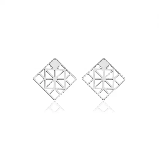 Wholesale Silver Geometric Stud Earrings | 925 Sterling Silver Wholesale | Sade Silver Wholesale Silver Geometric Stud Earrings - Sade 925 Silver Jewelry