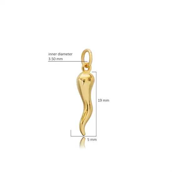 Pendant Charm Itallian Horn Symbol Plain - Sade 925 Silver Jewelry