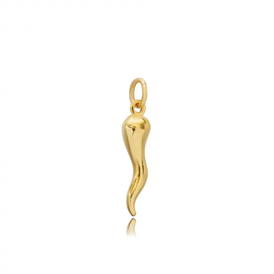 Pendant Charm Itallian Horn Symbol Plain - Sade 925 Silver Jewelry