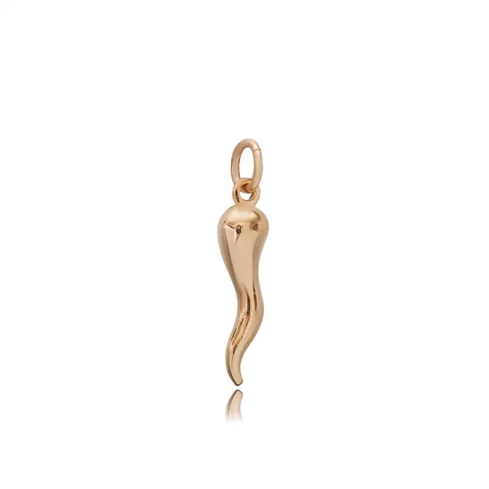 Pendant Charm Itallian Horn Symbol Plain - Sade 925 Silver Jewelry