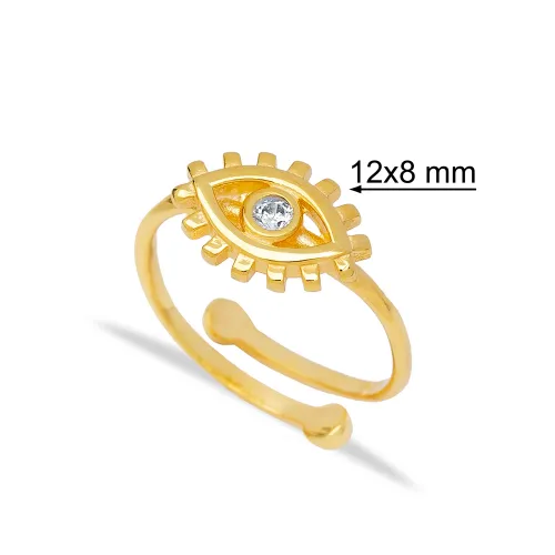 Trendy Popular Evil Eye Shape Zircon Stone Style Wholesale Turkish 925 Silver Sterling Adjustable Ring