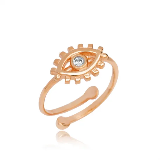 Trendy Popular Evil Eye Shape Zircon Stone Style Wholesale Turkish 925 Silver Sterling Adjustable Ring | 925 Sterling Silver Wholesale | Sade Silver Trendy Popular Evil Eye Shape Zircon Stone Style Wholesale Turkish 925 Silver Sterling Adjustable Ring - Sade 925 Silver Jewelry