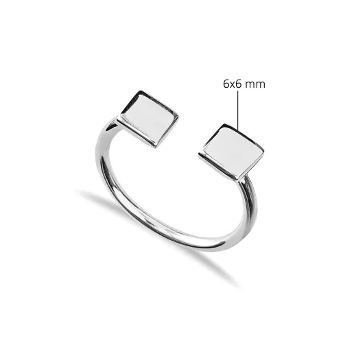 Square Design Plain Silver Adjustable Ring Square Design Plain Silver Adjustable Ring