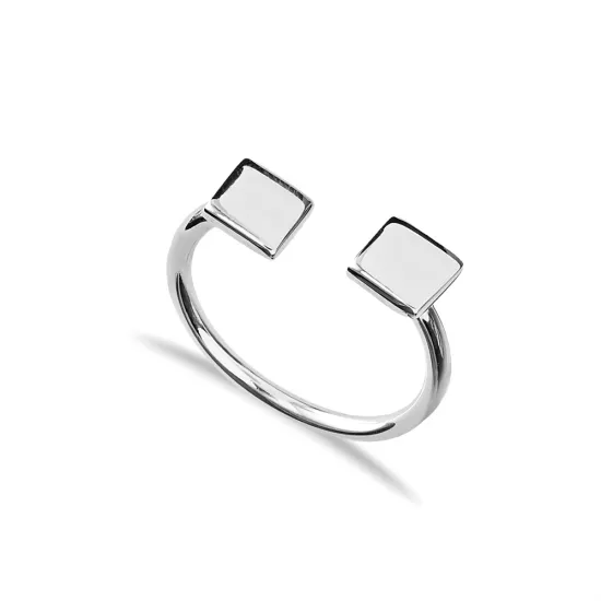 Square Design Plain Silver Adjustable Ring | 925 Sterling Silver Wholesale | Sade Silver Square Design Plain Silver Adjustable Ring - Sade 925 Silver Jewelry