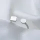 Round and Square Shape Silver Adjustable Ring | 925 Sterling Silver Wholesale | Sade Silver Round and Square Shape Silver Adjustable Ring - Sade 925 Silver Jewelry