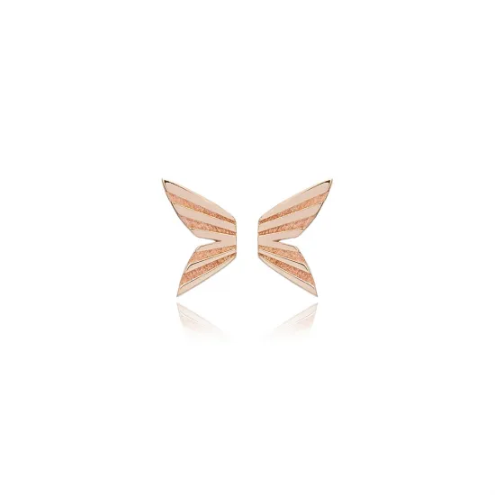 Plain Wings 925 Silver Stud Earrings | 925 Sterling Silver Wholesale | Sade Silver Plain Wings 925 Silver Stud Earrings - Sade 925 Silver Jewelry