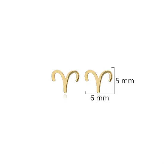Aries Zodiac 925 Silver Stud Earrings | 925 Sterling Silver Wholesale | Sade Silver Aries Zodiac 925 Silver Stud Earrings - Sade 925 Silver Jewelry
