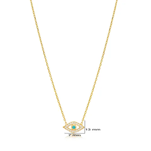 Minimalist Evil Eye Design Turquoise with Zircon Stone Charm Necklace Turkish Handmade Wholesale 925 Sterling Silver Jewelry Minimalist Evil Eye Design Turquoise with Zircon Stone Charm Necklace Turkish Handmade Wholesale 925 Sterling Silver Jewelry