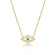 Minimalist Evil Eye Design Turquoise with Zircon Stone Charm Necklace Turkish Handmade Wholesale 925 Sterling Silver Jewelry - Sade 925 Silver Jewelry