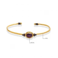 Amethyst Oval Gold Plated Vintage 925 Silver Bangle