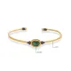 Malachite Stone Oval 22K Gold Plated 925 Silver Vintage Bangle | 925 Sterling Silver Wholesale | Sade Silver Malachite Stone Oval 22K Gold Plated 925 Silver Vintage Bangle - Sade 925 Silver Jewelry