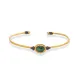Malachite Stone Oval 22K Gold Plated 925 Silver Vintage Bangle | 925 Sterling Silver Wholesale | Sade Silver Malachite Stone Oval 22K Gold Plated 925 Silver Vintage Bangle - Sade 925 Silver Jewelry