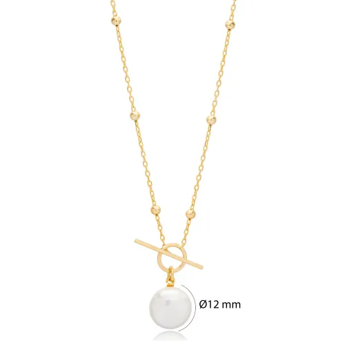 Pearl Charm Elegant Design Necklace Pendant Ball Chain Handmade Turkish 925 Sterling Silver Pearl Charm Elegant Design Necklace Pendant Ball Chain Handmade Turkish 925 Sterling Silver