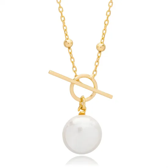 Pearl Charm Elegant Design Necklace Pendant Ball Chain Handmade Turkish 925 Sterling Silver | 925 Sterling Silver Wholesale | Sade Silver Pearl Charm Elegant Design Necklace Pendant Ball Chain Handmade Turkish 925 Sterling Silver - Sade 925 Silver Jewelry