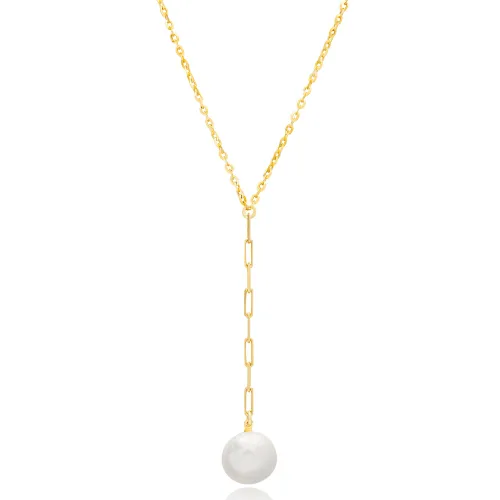 Dainty Y Design Pearl Necklace Pendant Handmade Turkish 925 Sterling Silver Jewelry