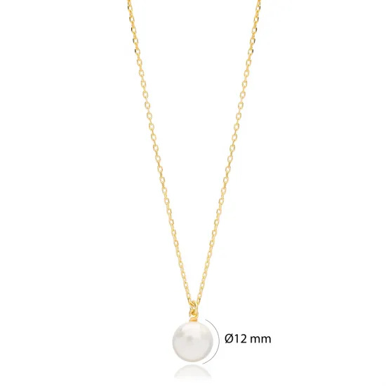 Pearl Charm Elegant Design Necklace Pendant Handmade Turkish 925 Sterling Silver Jewelry | 925 Sterling Silver Wholesale | Sade Silver Pearl Charm Elegant Design Necklace Pendant Handmade Turkish 925 Sterling Silver Jewelry - Sade 925 Silver Jewelry