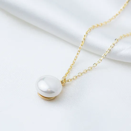 Pearl Charm Elegant Design Necklace Pendant Handmade Turkish 925 Sterling Silver Jewelry | 925 Sterling Silver Wholesale | Sade Silver Pearl Charm Elegant Design Necklace Pendant Handmade Turkish 925 Sterling Silver Jewelry - Sade 925 Silver Jewelry