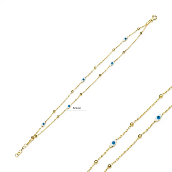925 Silver Double Evil Eye Bracelet - Sade 925 Silver Jewelry