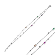 Double Rainbow Baguette 925 Sterling Silver Bracelet