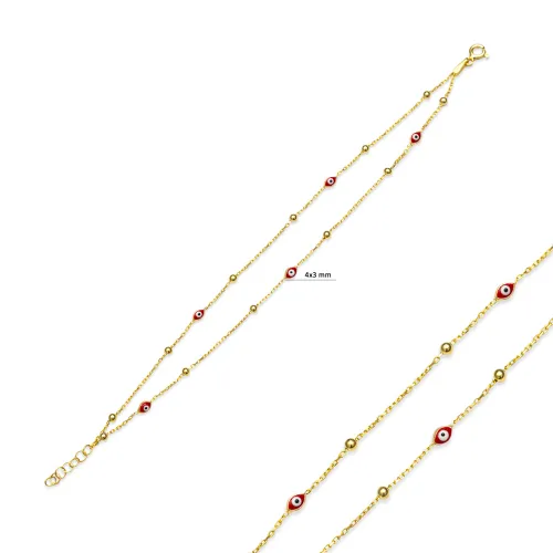 925 Silver Red Enamel Evil Eye Bracelet 925 Silver Red Enamel Evil Eye Bracelet