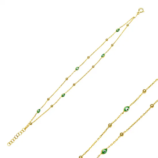 Green Evil Eye 925 Silver Bracelet | 925 Sterling Silver Wholesale | Sade Silver Green Evil Eye 925 Silver Bracelet - Sade 925 Silver Jewelry
