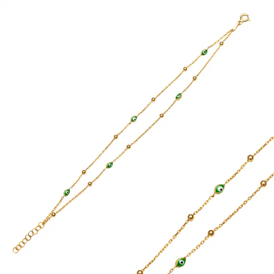 Green Evil Eye 925 Silver Bracelet | 925 Sterling Silver Wholesale | Sade Silver Green Evil Eye 925 Silver Bracelet - Sade 925 Silver Jewelry