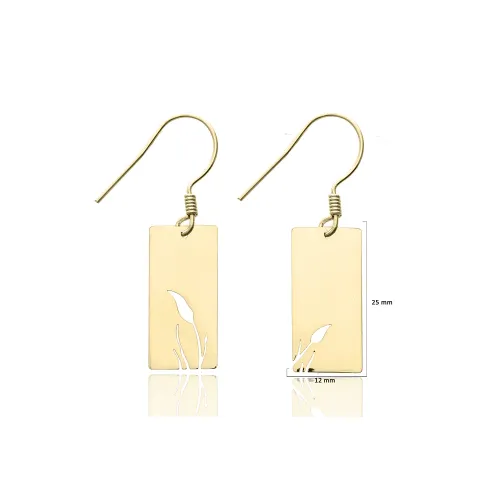Leaf Cutout 925 Silver Hook Earrings Leaf Cutout 925 Silver Hook Earrings