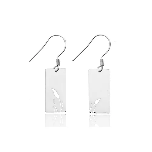 Leaf Cutout 925 Silver Hook Earrings